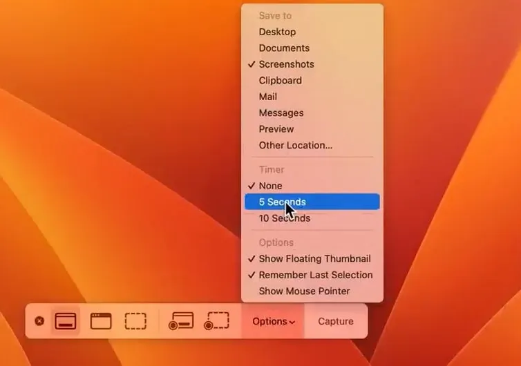 screenshot timer on mac