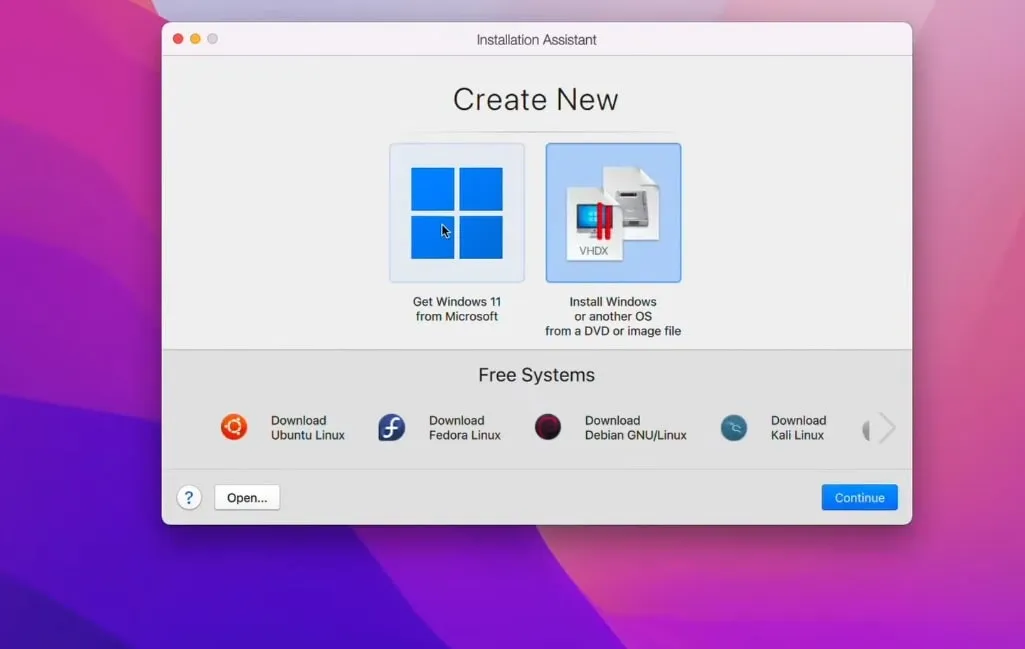 installing virtuall machine using parallels